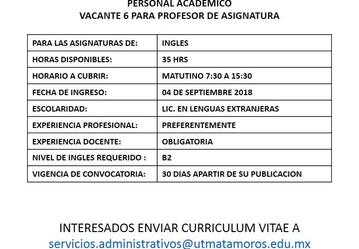 Convocatoria para personal académico