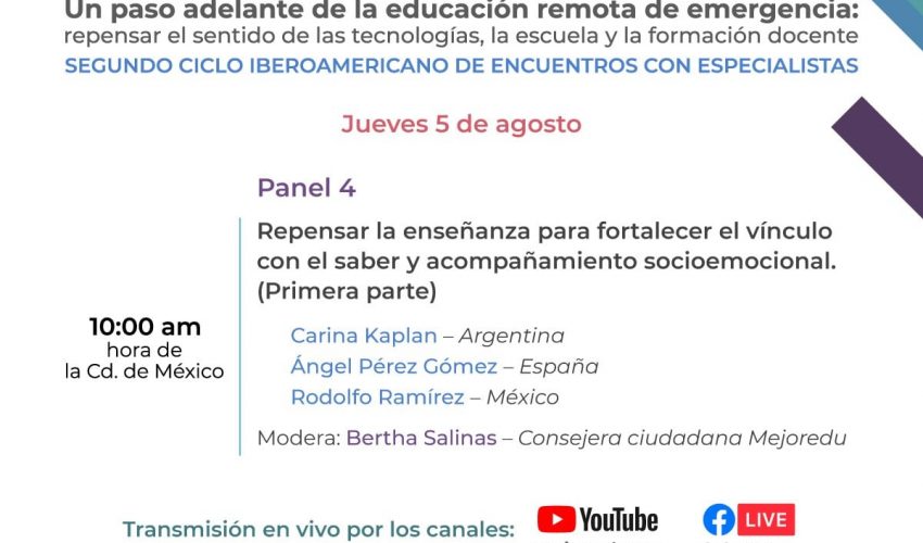 Panel “Repensar la enseñanza para fortalecer el vínculo con el saber y acompañamiento socioemocional (Primera parte)”