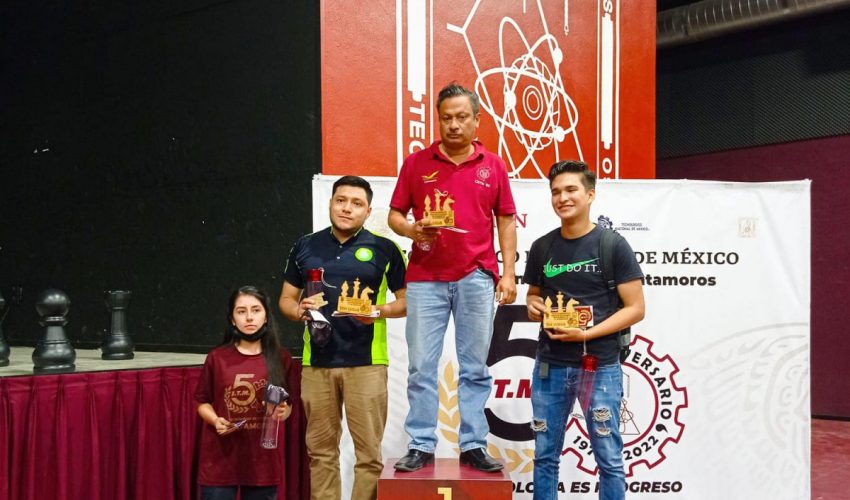 UTMatamoros obtiene el tercer lugar el Torneo de Ajedrez en la categoría Abierta
